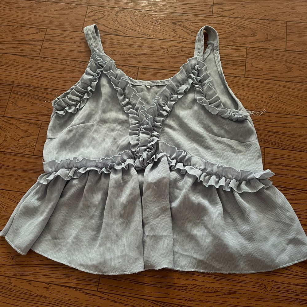 Light blue ruffle tank top